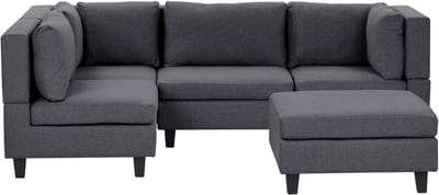 UNSTAD - 4-zitsbank met ottomaan - Donkergrijs - Rechts - Polyester