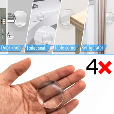 Actie4you® - Zelfklevende Deurbeschermers - Transparant - 4cm Ø - Deurbescherming - Deurstoppers - Muurbeschermer - Muurbescherming - Deurstoppers - Siliconen - Deurklink buffers - Flexibel - Stootrubber – 4 Stuks