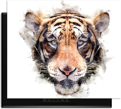 KitchenArt - Majestic Tiger - Inductie Beschermer - 65x52 cm - Kookplaat Beschermer - Luxe Afdekplaat Inductieplaat - Anti-slip & Oprolbaar - Beschermmat Inductiekookplaat