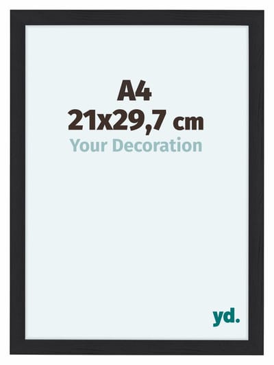 Your Decoration - Fotolijst A4 21x 29,7 cm - MDF - Zwart Houtnerf - Como