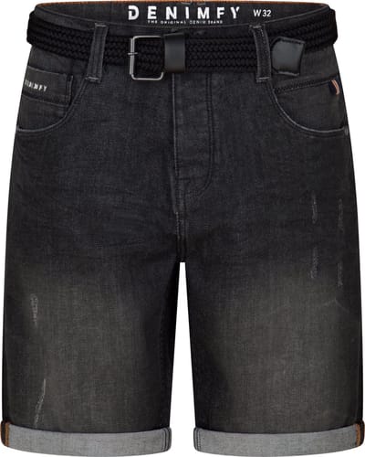 DENIMFY Heren Short Broeken DFBo regular/straight Fit Zwart Volwassenen Jeans shorts heren - Korte spijkerbroek heren