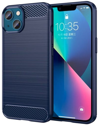 Mobiq Carbon Look Hoesje geschikt voor iPhone 14 - Flexibele TPU Case