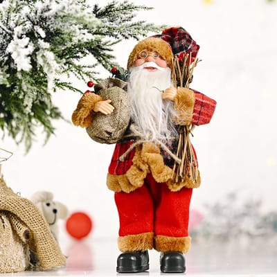 Décoration de Noël Père Noël Figurine Père Noël Réaliste Poupée Père Noël Ornement de Maison Pour beige