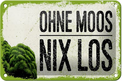 Blechschild Spruch 12x18 cm Ohne Moos nix los Deko Schild