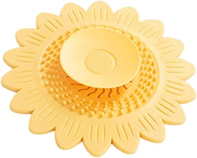 Doucheputje Haarvanger - Afvoer Haarzeef - Afvoer Beschermen - Zonnebloem Vorm - 12.6 cm - Oranje
