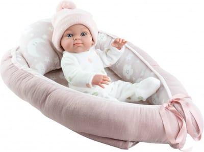 Paola Reina Minipikolines babypop licht meisje met kledij en bedje 32cm