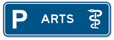 Parkeerbord Arts - blauw - Weerbestendig Aluminium - 40x15 cm - Bevestiging: Zonder bevestiging (alleen het bord)
