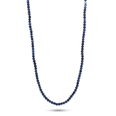 Frank 1967 7FN-0051 Natuurstenen Collier - Heren - Matt Sodaliet - 4mm - Lengte 60 cm - Mat Blauw - Cadeau voor mannen