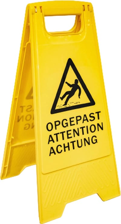 Waarschuwingsbord gladde vloer | Caution | Veiligheid | Glad | Opgepast | Wet Floor | 3- talig | Signaleringsbaken