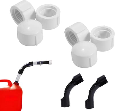 6-delige Racing Brandstof Vuldop Set met 2 Elbows, Vervangingsdop voor Brandstoftanks en Slangen voor 5.5 Gallon Benzineblikken en Stofafzuigers