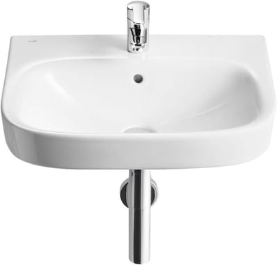 Wastafel Porselein - Waskom Hangend - Badkamer Inrichten - Met Kraangat Midden - 400 x 320 mm - Wit