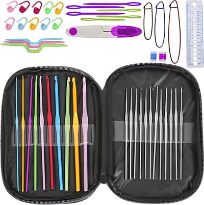 Brei Set - Haakset - Naaiset - Teedz - 50-delige Haakset - Compleet Starterspakket - Inclusief Eco-Leren Etui - Voor Beginners en Gevorderden