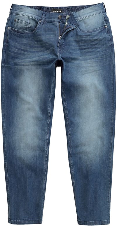 Men Plus - Heren - Jeans Buik-Fit toelopende Loose Fit elastische tailleband - Blauw denim - Maat 52