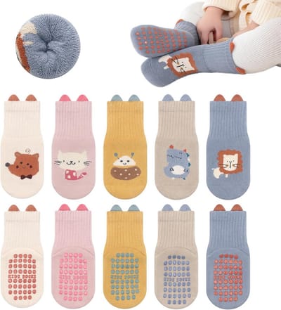 Babysokken - Antislip Sokken - Warmte en Comfort - Dikke Katoen Mix - 5 Paar - Multicolor