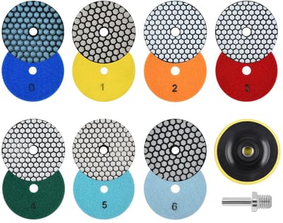9-delige Diamant Polijstschijven Set 100 mm Droog voor Graniet, Marmer en Steen met M14 Steun