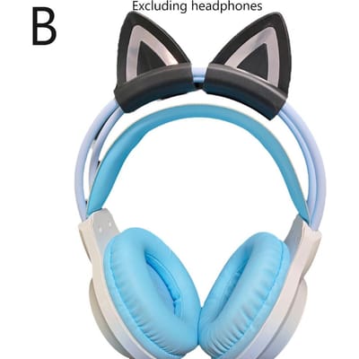 Accessoires Casque Oreilles de Chat Pour Écouteurs Casques Gaming Attache Décoration Casque Stéréo Pendentif Léger en Silicone CN noir