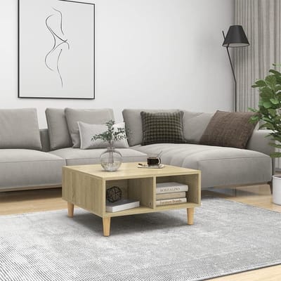 Salontafel - Bijzettafel Koffietafel - Woonkamer Opruimen - Met Opbergvakken - 60x60x30 cm - Sonoma eiken