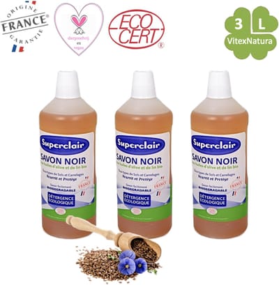 Vloeibare zwarte Marseille zeep Savon Noir 3 lit | Biologisch afbreekbaar | Superclair