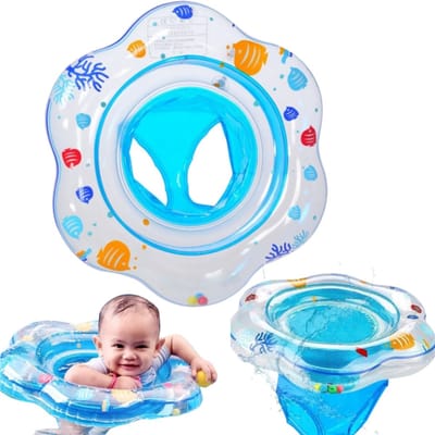 1 stuk - Opblaasbare zwemband voor baby's - Dubbele airbagbescherming - Zwemband voor in het water - Zwemring - Buitendiameter 52 cm - Binnendiameter 21 cm - Zwemoefeningen voor baby's - Blauw