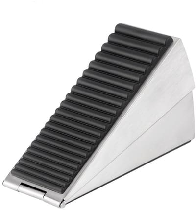 Deurstopper - Wigvormige Hoge Deurstopper met Verstelbare Veer - RVS+Rubber - Deurwig - Deurbuffer - Stevige - Voor een Deuropening Van 5-65 mm - 13*4.3*7.6cm