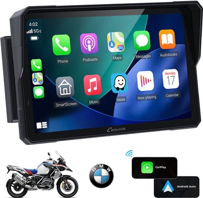 CARPURIDE W702B CarPlay scherm - BM R1200GS R1250GS S1000XR R1300GS motorfiets, 7-inch - IP67 waterdicht - touchscreen - dubbele Bluetooth - navigatie