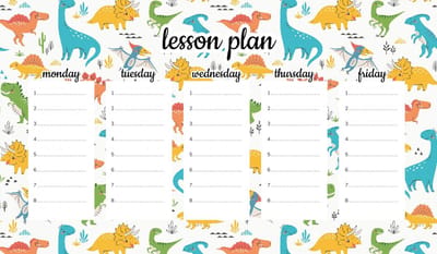 Wallvy Serie - Magnetisch Lesrooster - Uśmiechnięte Dinozaury - 30x17,5cm - Personaliseerbaar