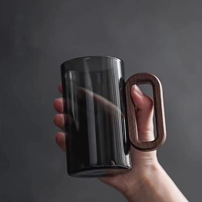 Glas Hout Enkellaags Hoog Borosilicaat Hoge capaciteit Drinkwater Koffiekop 350ML