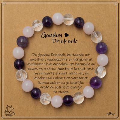 Bixorp Gouden Driehoek Armband op Cadeau Kaartje - Gouden Driehoek - 8mm / 18cm Edelsteen Kralenarmband - Inclusief Cadeau Envelop
