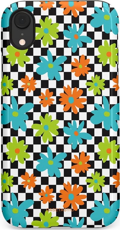 Casetastic Hoesje Geschikt voor Apple iPhone Xr - Stijlvolle Beschermende Duo-layer Case - Retro Bloem Power
