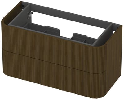 Saqu Olivo wastafelonderkast afgerond 100x45x52cm fineer - terra ribbel