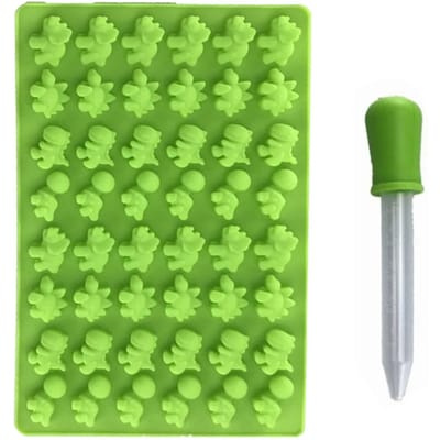 Dinosaurus Siliconen Cakevorm 48 Kleine Dinosaurus Gummivormen voor het Bakken van Cake Mousse Chocolade Pudding groen