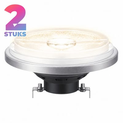 2x Reflector Led-lamp G53 - 15W - Koel Wit Licht (4000K) - 830 lm - 40 jaar - Dimbaar - 12V - Master LED AR111