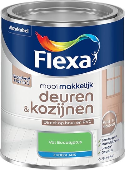 Flexa - Mooi Makkelijk Deuren & Kozijnen Zijdeglans - Vol Eucalyptus - Mengverf - 750 Ml