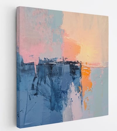 Saammp Canvas Schilderij - Blauw - pastel - Abstract - 20x20 - Foto op canvas - Wanddecoratie - Muurdecoratie Woonkamer - Slaapkamer decoratie - Canvas Print