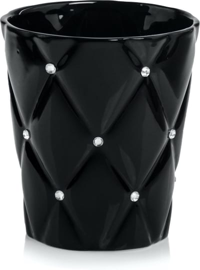 Polnix - Glanzende Keramische Bloempot - Zwart - 15 cm - Met Strass