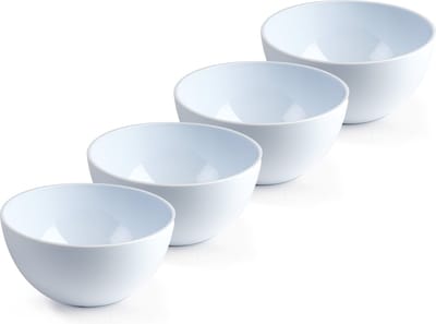 Plasticforte Schaaltjes - 4x - kunststof - kommetjes - dessert/ontbijt - D14 x H6 cm - ivoor wit