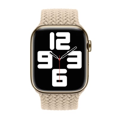 Apple Gevlochten solobandje voor de Apple Watch | 44/45/46/49 mm - Maat 5 - Beige