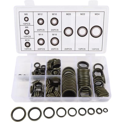 150 STUKS Afdichtingsring Assortimentskit M6 M8 M10 M12 M14 M16 M18 M20 M22 M24 Afdichtende Metalen Pakking voor Loodgieterswerk
