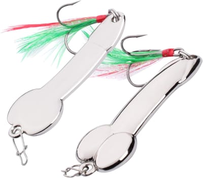 S&D | Kunstaas Penis lepel - 2 stuks - 15g 5.3cm - Roofvissen - Zilverkleurig met dreg