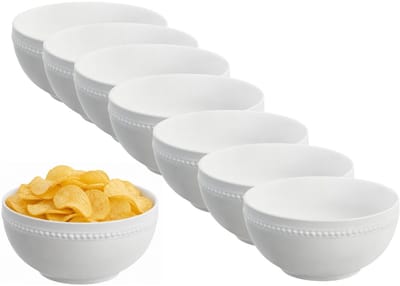 Vessia Snackschaaltjes - wit - 16x stuks - D15 cm - keramiek - chips / nootjes - 500 ml