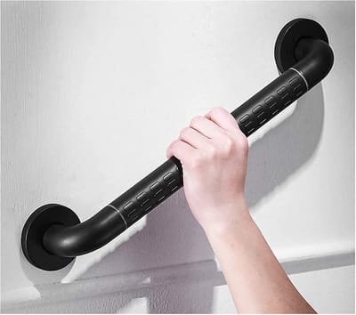 Veiligheid Grijpstang - Steunrail Badkamer - Veiligheid Thuis - Antislip Nylon Buitenkant - 58cm - Zwart