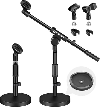 Microfoon Statief - Tafelhouder - Opnemen Podcasts - 180° Draaibaar - 40x21x7cm - Zwart