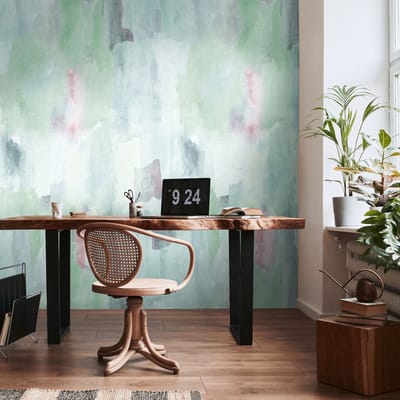 "Meadow Dreams" STIJLVOL FOTOBEHANG | Aquarellook - Blauw Groen Roze Grijs - A.S. Création Anna D'Andrea
