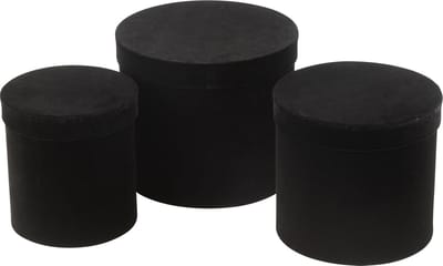 J-Line doos Rond - fluweel/papier - zwart - 3 stuks