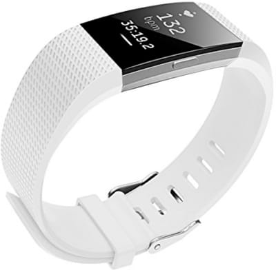 Wit smartwatchbandje - Bandje geschikt voor Fitbit - Fitbit Charge 2 Sportbandje - Wit - Large - Horlogeband - Excl. fitbit - Armband -Polsband - Stappenteller - van CHPN