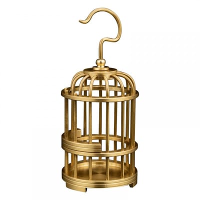 Dailygoods- Vogelkooi Ornament Gouden Afwerking - Decoratie Woonkamer - Decoratieve Snuisterijen - Huisdecoratie - Stabiliteit Onderkant - Messing Materiaal