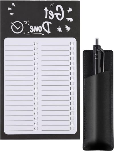 Magneetblok en PU Lederen Magnetische Penhouder voor Organisatie en Boodschappen - Praktische Winkellijst met Doe-het-Zelf Plannen