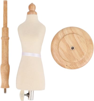 Mannequin Lichaam Torso met Houten Voetstand voor Naaiwerk en Sieradenpresentatie, Popformaat