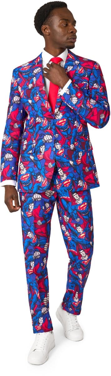 OppoSuits The Man of Steel - Mannen Pak - Heren Kostuum - Batman Halloween Outfit - Maat EU46