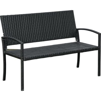 Tuinbank - MUVOE - 2 zitplaatsen - Polyrotan - Stalen frame - UV-bestendig zwart